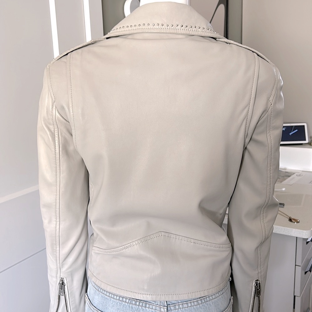 IRO Blondie Studded Leather Jacket Grey - Picture 11 of 16